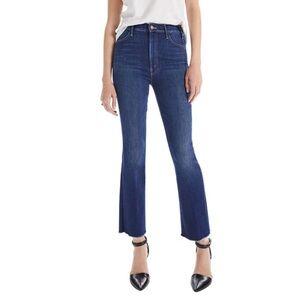 Mother medium blue wash Hustler Ankle Fray high rise flare jeans - 34 W 27.5 L
